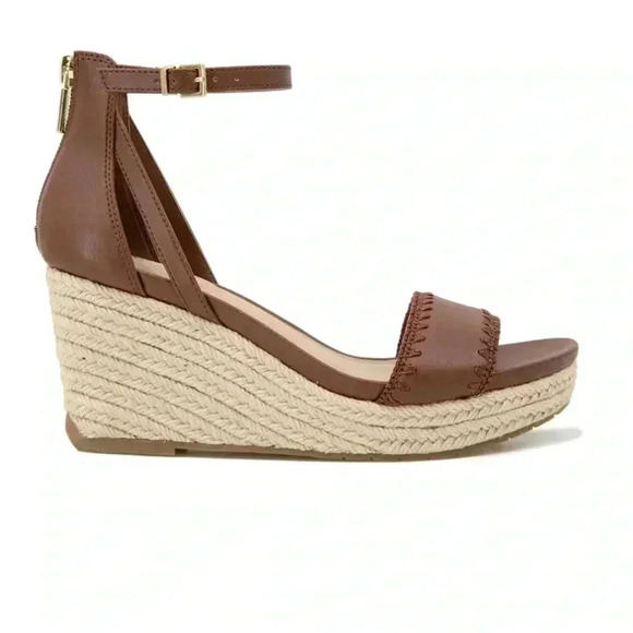 NIB Kenneth Cole Reaction Colton Espadrille Wedge Sandals Luggage Brown 9 - Picture 2 of 8
